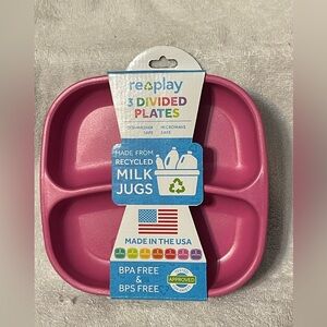 Re-Play Toddler Girl Divided Plates recycled food eating dishes pink purple